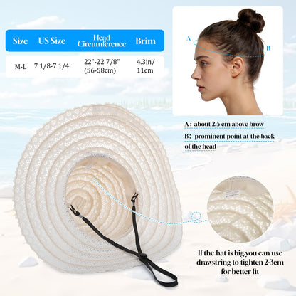 Oweisong Beach Hats for Women Summer Sun Hat Floppy Packable Wide Brim Lace Hats for Vacation Travel