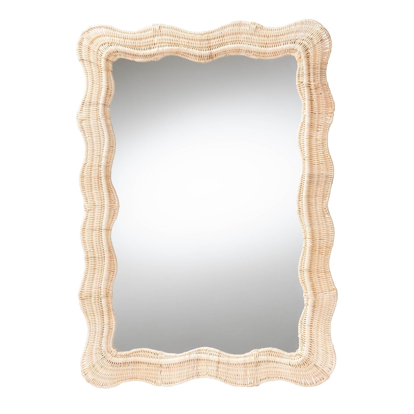 Bali & pari Hasana Bohemian Natural Scallop Rattan Accent Wall Mirror
