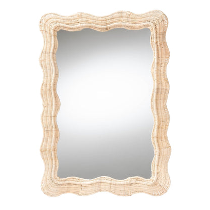 Bali & pari Hasana Bohemian Natural Scallop Rattan Accent Wall Mirror