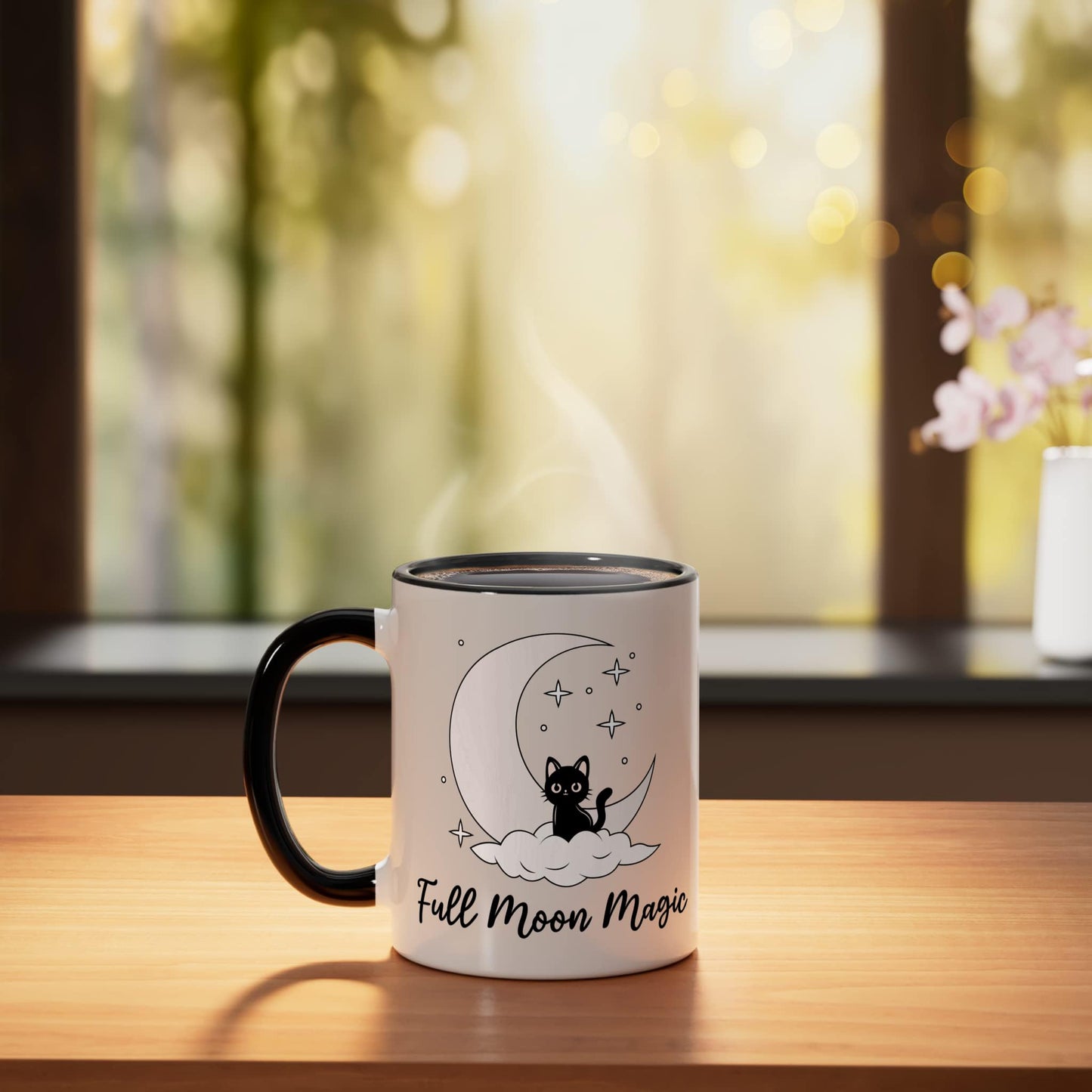 Full Moon Magic Ceramic Mug, Black/White