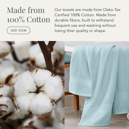 NY Loft 100% Cotton Towel Set 6 Piece | Super Soft & Absorbent Quick-Dry 2 Bath Towels 2 Hand Towels & 2 Washcloths |Textured and Durable Cotton | Trinity Collection (6 Piece Set, Seafoam)