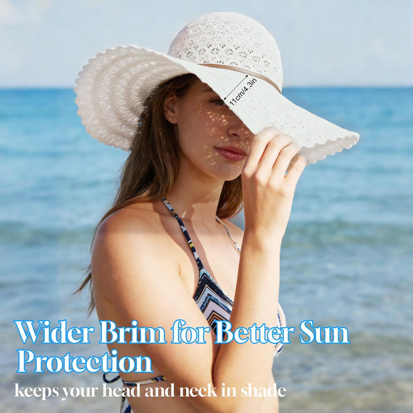 Oweisong Beach Hats for Women Summer Sun Hat Floppy Packable Wide Brim Lace Hats for Vacation Travel