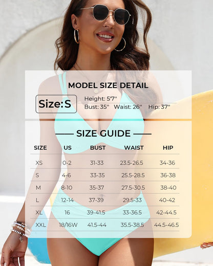 Women Bikini Sets - Two Piece Swimsuit Low Rise Bathing Suit 2026 Double Strap Bikini Swimwear Aqua Blue L
