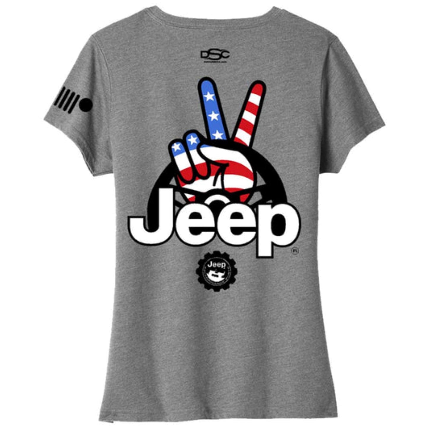 Jeep Ladies Wave USA V-Neck T-Shirt (Heather Grey, XXL)