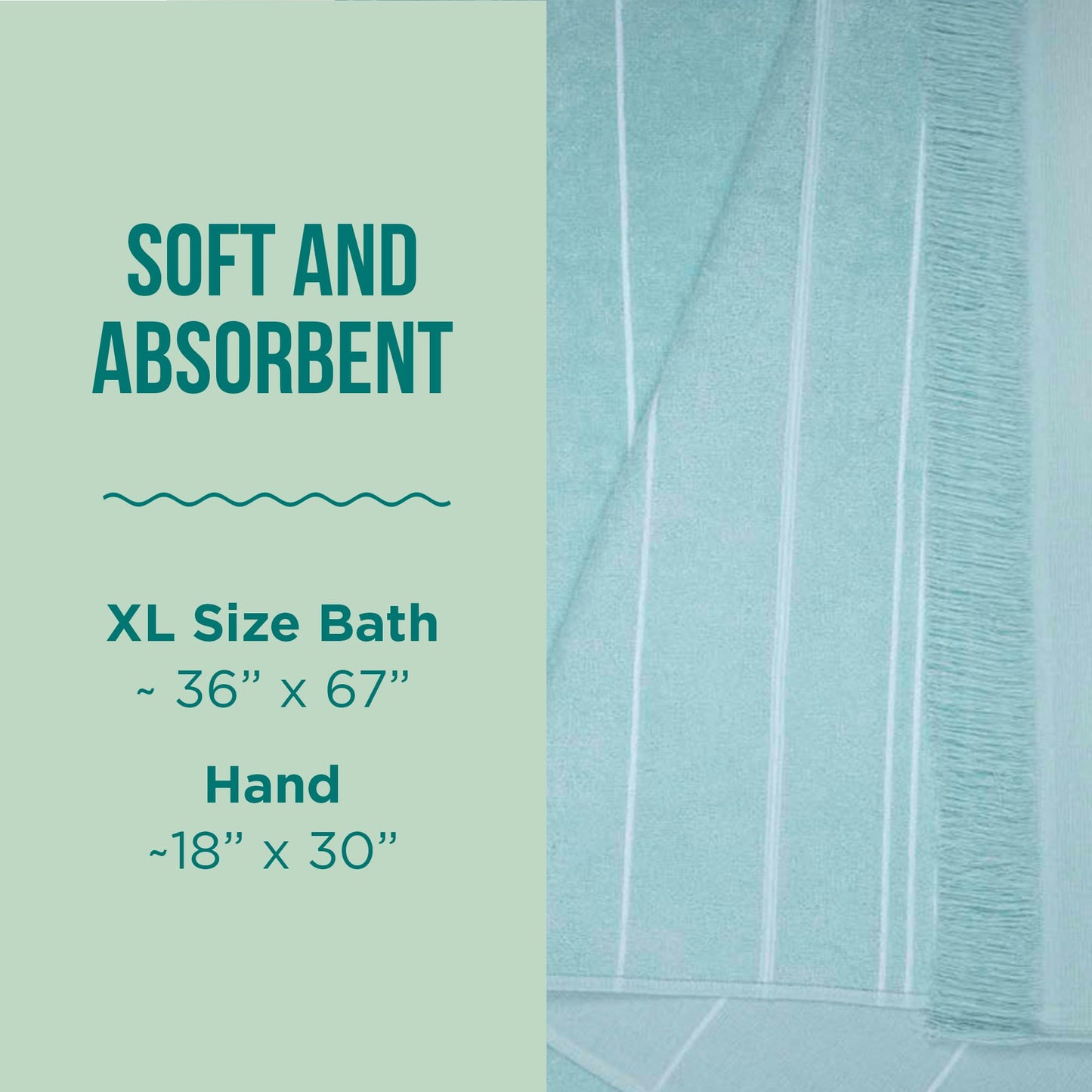 Sand Cloud Turkish Bath Towels Bundle for Bathroom, Set of 4 (Classic Seaglass) - Large Size - 100% Certified Organic Cotton Yarn is Lightweight, Soft & Absorbent - Premium Bath Towels Dry Faster