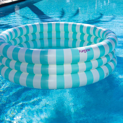 Maccabi Art Pastel Stripe Inflatable Pool – 5.5ft Round Blow Up Pool for Adults with AirFlate Tool, Repair Patch & Drain Plug – DuraSeam Leak Protection – Dewdrop Blue & Puffy Cloud