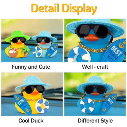 wonuu Summer Beachy Vacation Duckies, Tropical Paradise Rubber Duck Beach Surfing Ocean Voyage Rubber Ducks (Yellow, Coconut Drink, Palm Tree)