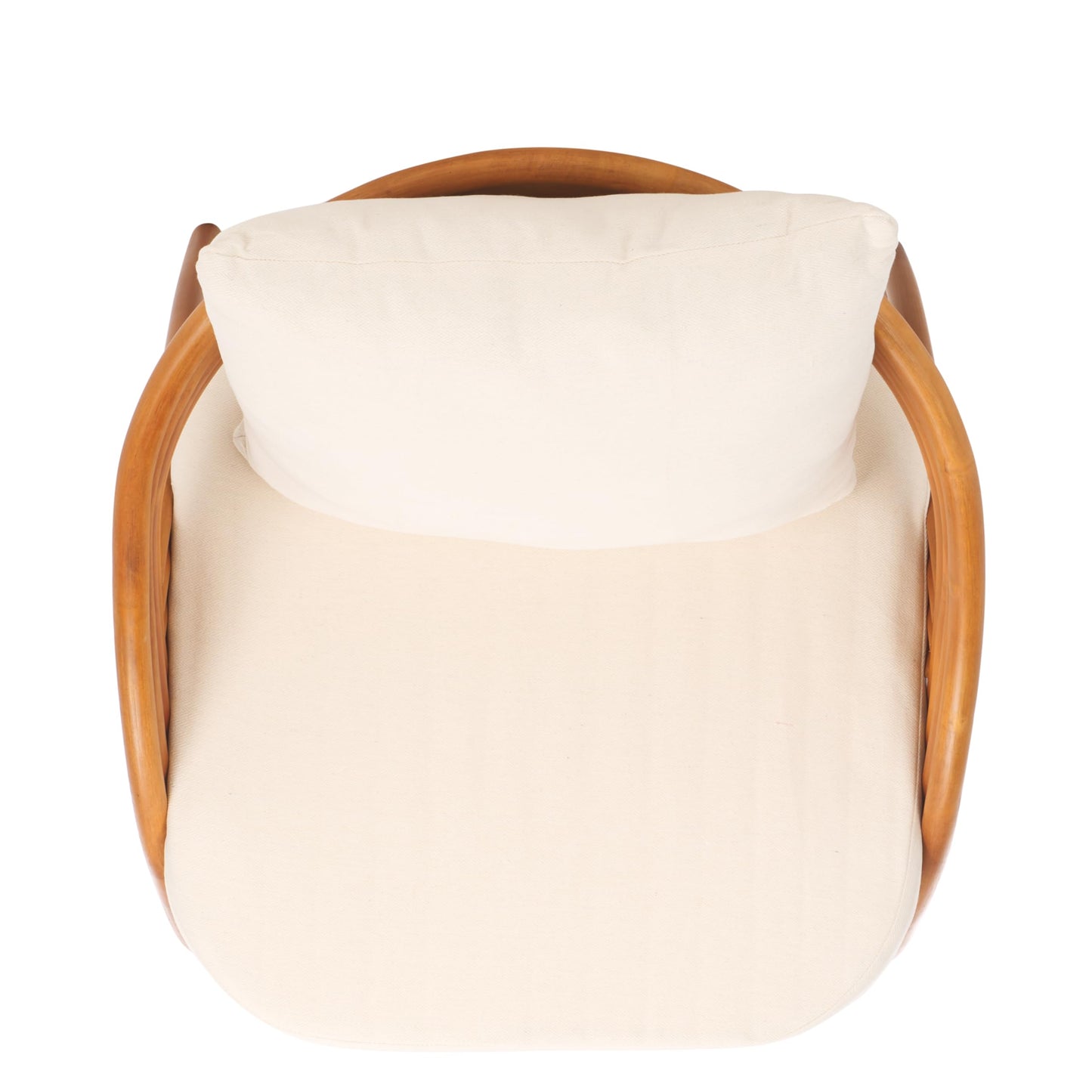 SAFAVIEH Couture Collection Demarco Tropical Coastal Natural Rattan/White Linen Cushion Accent Chair (Fully Assembled)