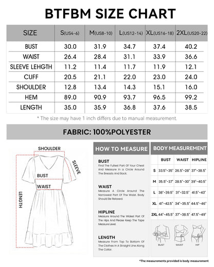 BTFBM Womens Beach Vacation Dress Summer 2026 V Neck Short Sleeve Smocked Swiss Dot Ruffle Casual Spring Mini Dresses(Light Green, XX-Large)