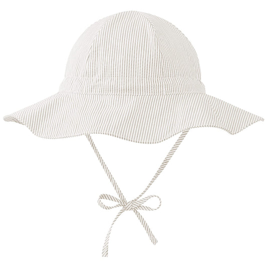 Zando UPF 50+ Baby Sun Hats 0-6 Months - Wide Brim Baby Bucket Hat 0-6 Months with Adjustable Strap Summer Newborn Infant Sun Hats for Babies 0-3M for Beach Pool Camping Walking Trips Party Beige XS
