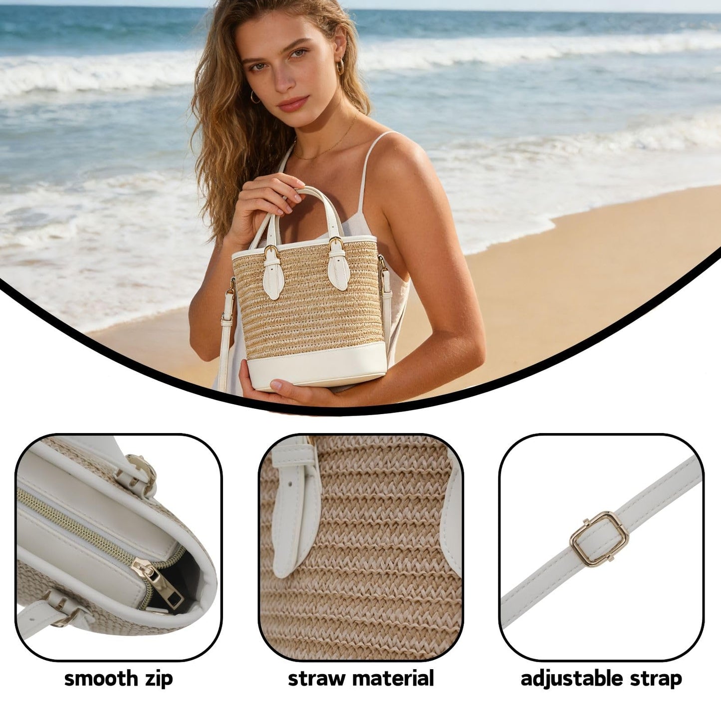 Trendy Women’s Straw Bucket Bag Straw Crossbody Bags For Women Summer Beach Clutch Travel Top-handle Shoulder Purse 2026