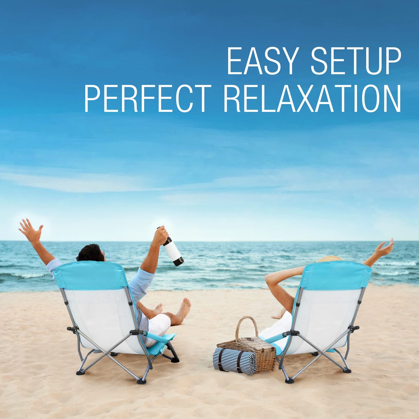 HAUSHOF 2-Pack Blue High Back Beach Chairs with Colored Dots, Durable 600D Oxford Fabric, Industrial Grade Iron, Maximum Seated Weight Capacity: 265 lbs, Ergonomic Design