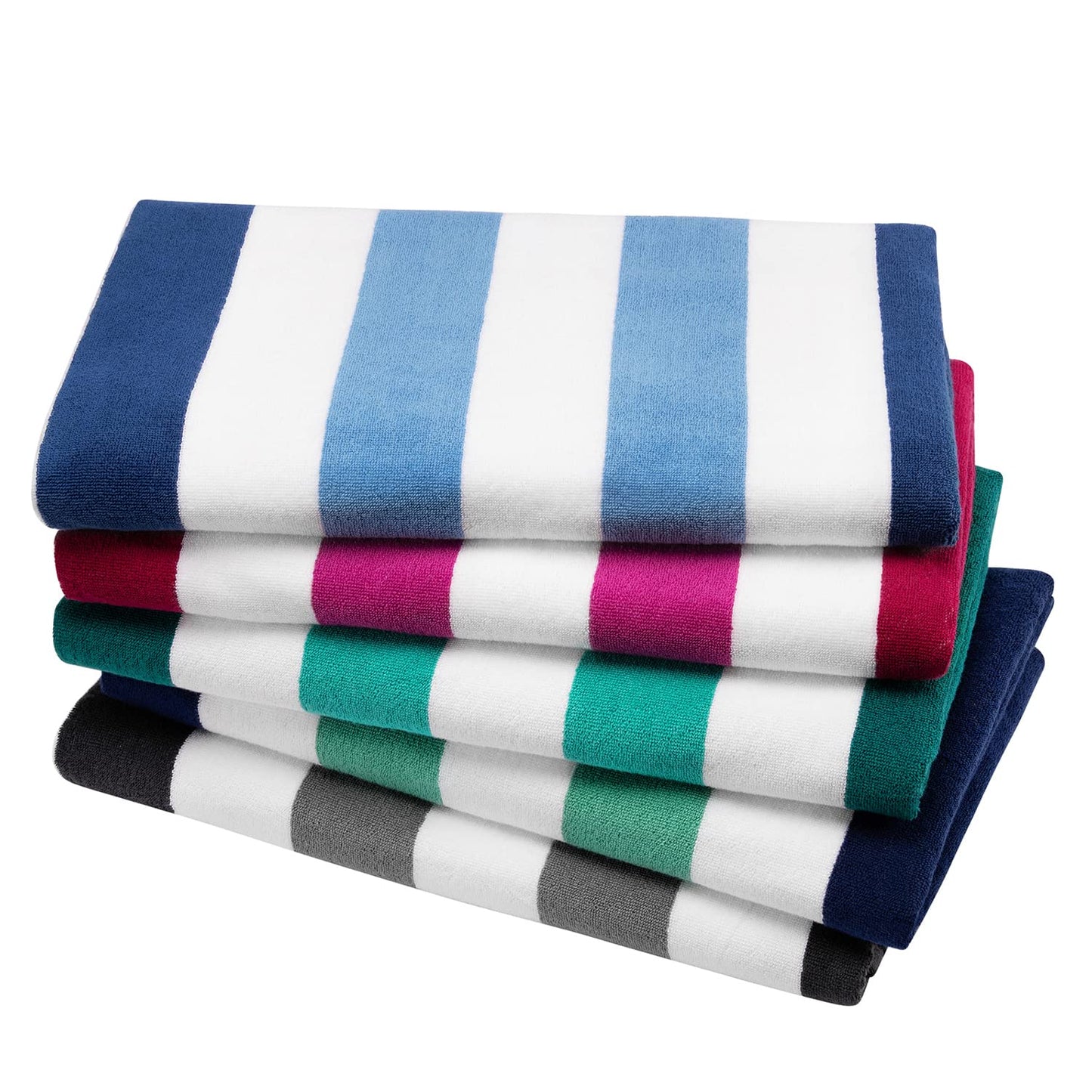Bornbay Cotton Oversized Beach Towel - Extra Large 40"X70" Plush Thick Pool Towel, XL Fluffy Blue Beach Towels Stripe Swimming Towel for Adults Mens Women (White Navy Blue)