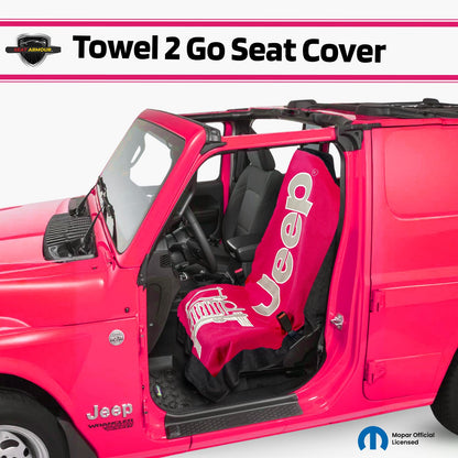 Seat Armour Jeep Seat Towel - Universal Fit Soft Machine Washable Jeep Towel - Easy Install, Multipurpose Towel2Go Seat Cover for Jeep - Pink