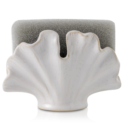 Uiddo Ceramic Sponge Holder,Sponge Holder for Kitchen Sink,Compact Sink Caddy Organizer-Scouring Pad and Dish Sponge Holders,Farmhouse Kitchens Decor Cute Kitchen Gadgets Accessories(White)