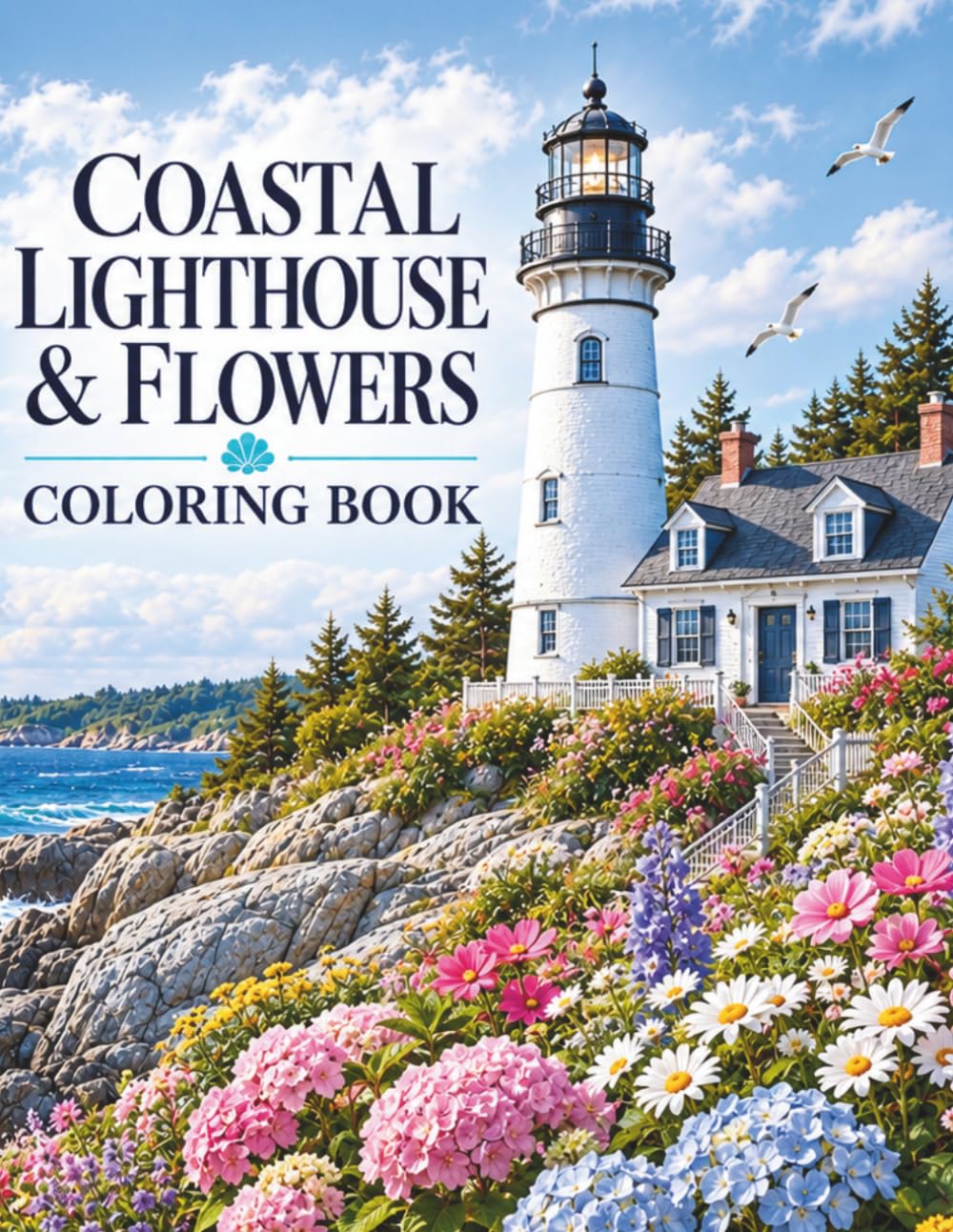 Coastal Lighthouse & Flowers: Volume 4 (Coastal Lighthouse Lovers Coloring Book)