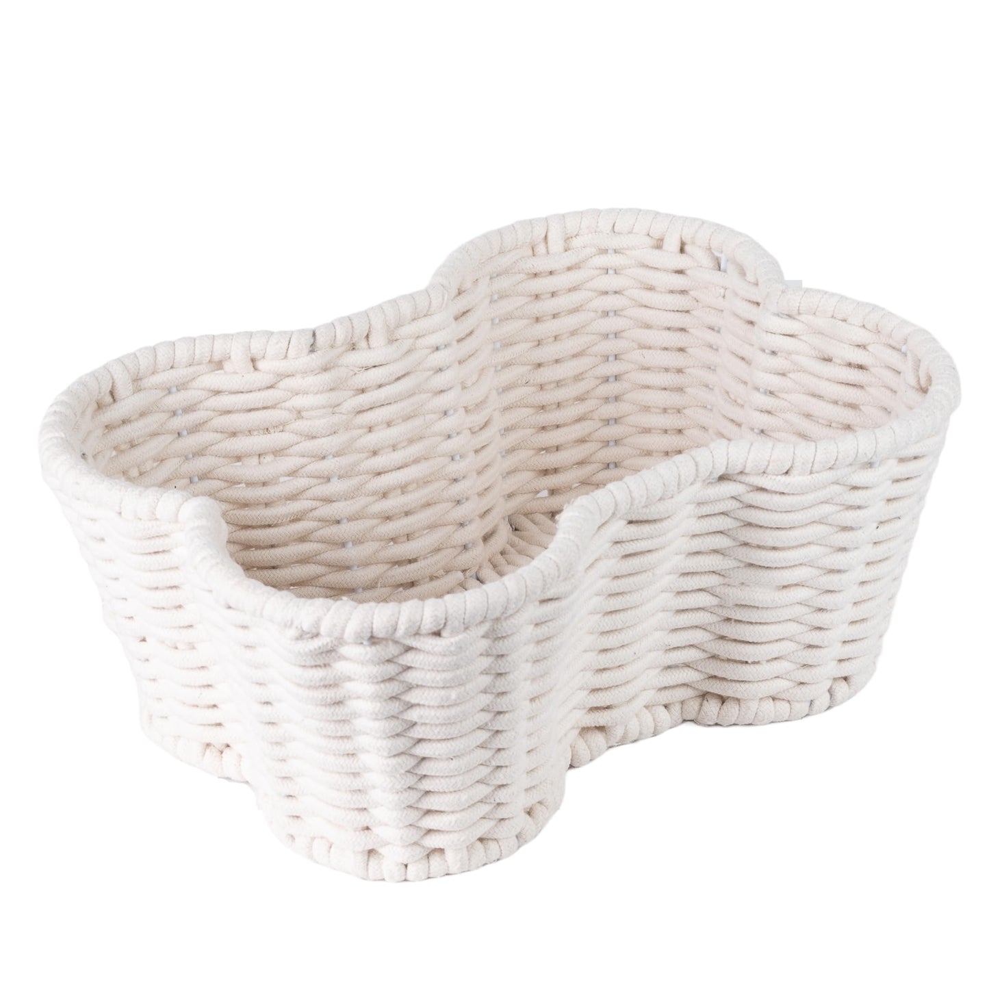 OtterPets Dog Toy Basket, Handmade Dog Toy Bin, Bone Shaped Pet Organizer, Cat Storage Box (Cotton Rope, 17x13in)