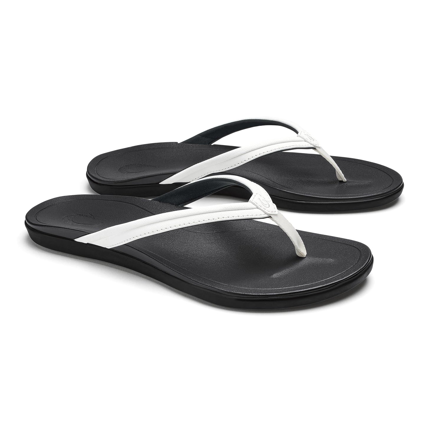 OLUKAI Ho'opio Malua Women's Water Friendly Sandals, Flip Flops for Beach & Everyday, Arch Support & Comfort Fit, Bright White/Bright White, 11