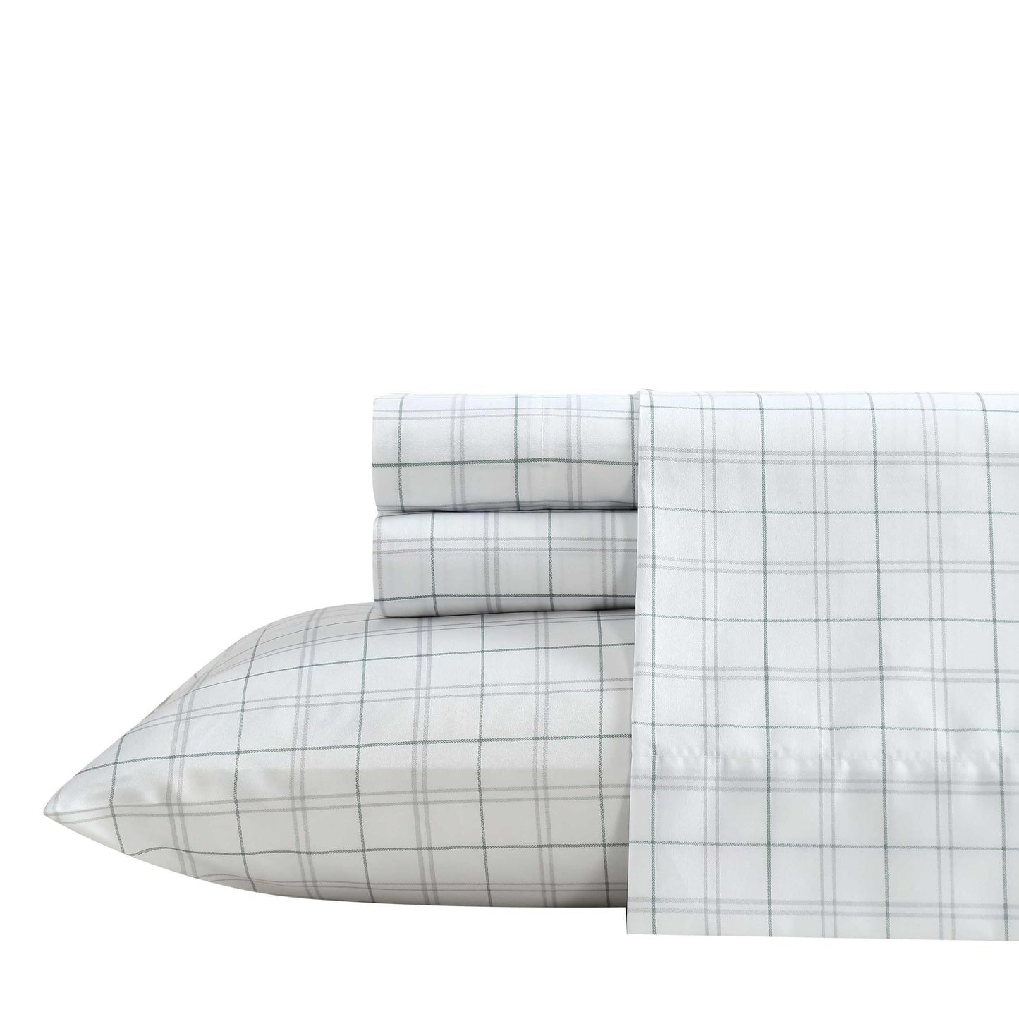 Nautica - Queen Comforter Set, 100% Soft Plush Bedding with an Embossed Texture, Reversible Bed Set with Matching Bed Sheets, Pillowcases & Decorative Pillows (Broken Lines Sage Green)