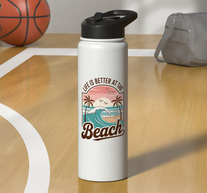 Life Is Better At The Beach Stainless Steel Insulated Water Bottle