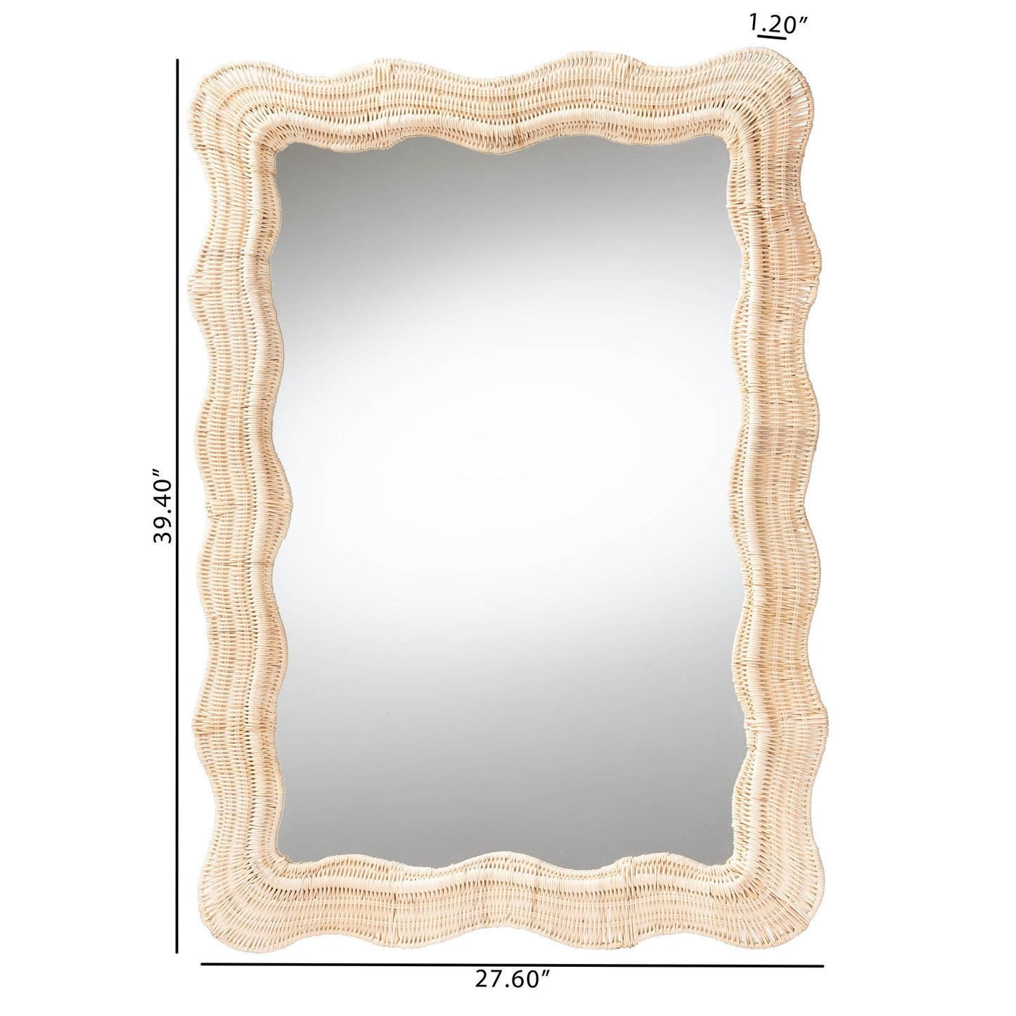 Bali & pari Hasana Bohemian Natural Scallop Rattan Accent Wall Mirror