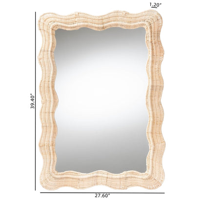 Bali & pari Hasana Bohemian Natural Scallop Rattan Accent Wall Mirror