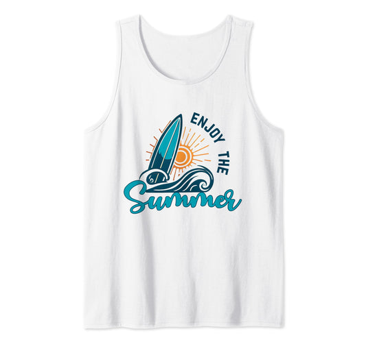 Enjoy The Summer Surfboard Graphic Tank Top