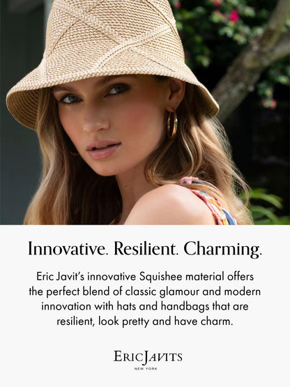 Eric Javits Squishee St. Tropez Straw Tote Bag for Women - Woven Braid Straw Summer Beach Bags for Women - Cute Tote Bags & Purses for Women - Lightweight Flexible & Durable Women’s Purses (Shell)