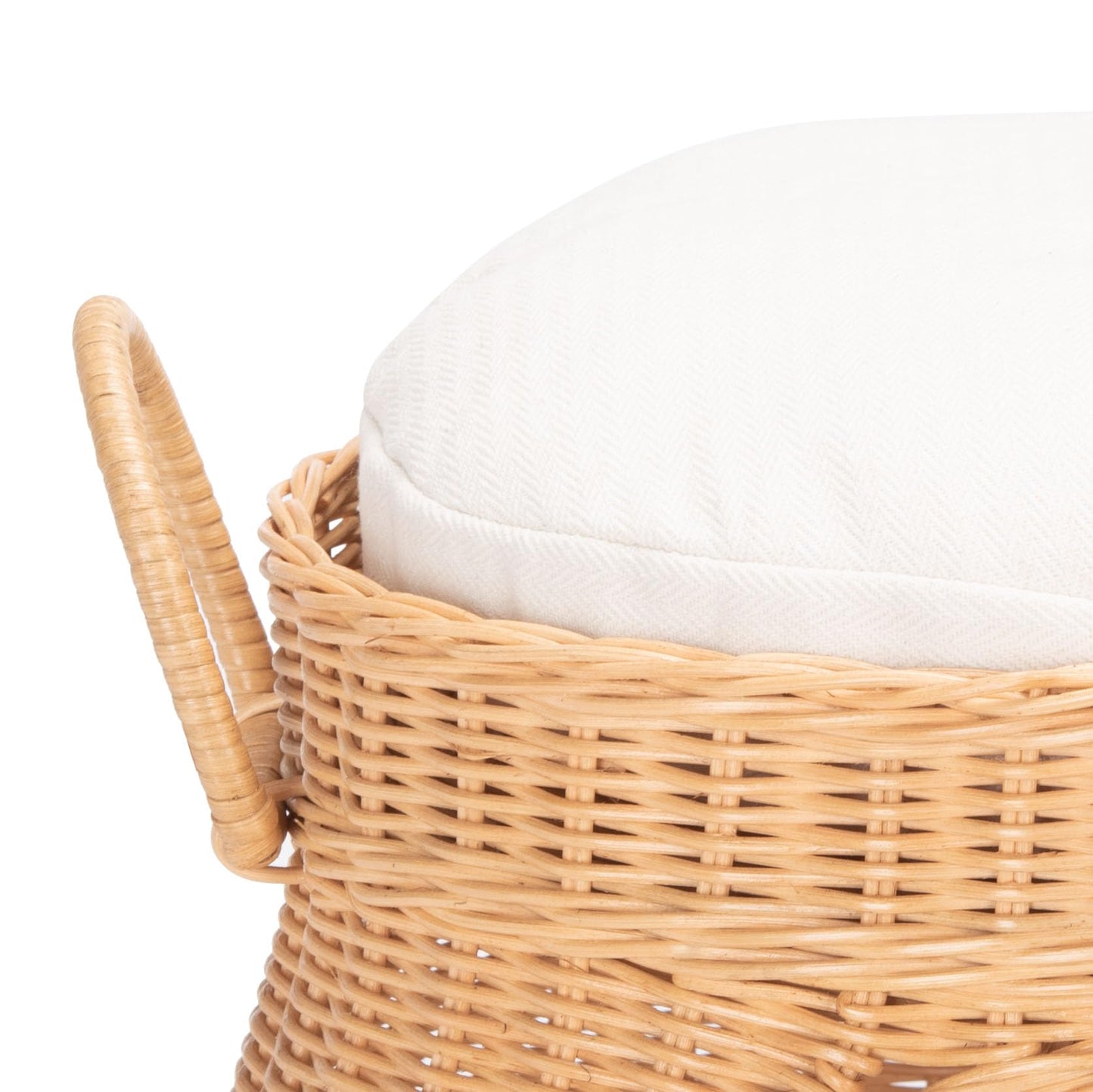 SAFAVIEH Home Collection Faati Honey Brown Rattan Pet Cat Bed with White Cushion, Ideal for Living Room, Bedroom, Entryway (Fully Assembled)