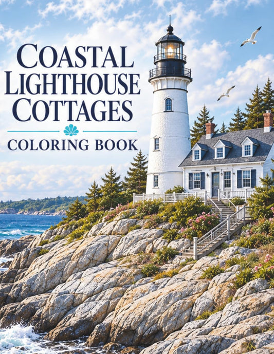 Coastal Lighthouse & Cottages Coloring Book: Volume 3