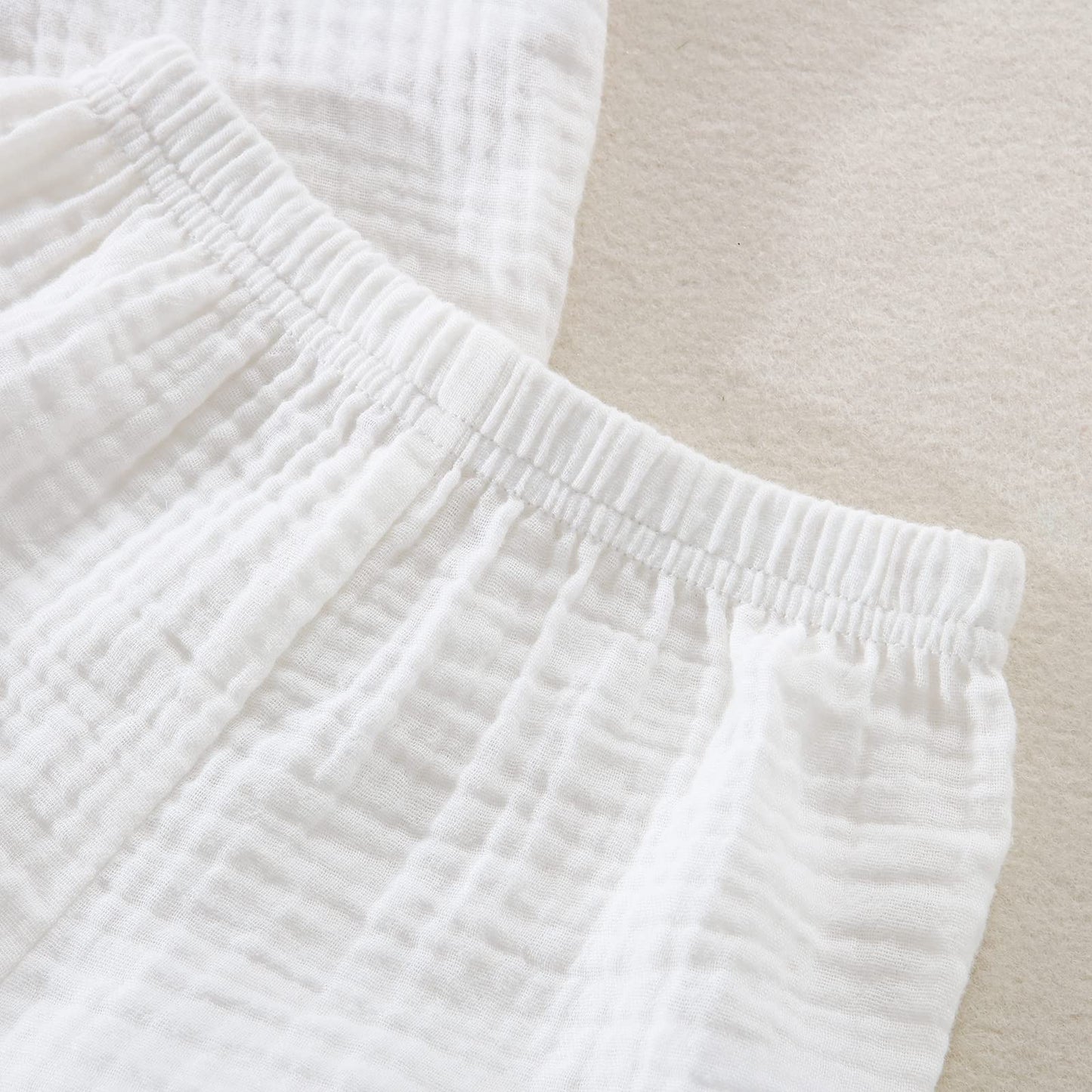Baby Boys Clothes Set Toddler Infant Boys Button-down Shirt Tops + Cotton Gauze Shorts Summer Outfit 2PCS with Pockets (White, 6-12 Months)