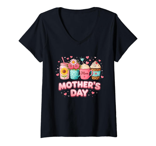 Women's Mother's Day Floral V-Neck T-Shirt