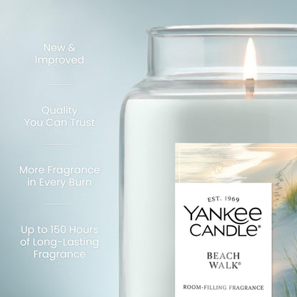Yankee Candle Beach Walk, Scented Candle, 22oz Large Jar with up to 150 Hour Burn Time, Giftable