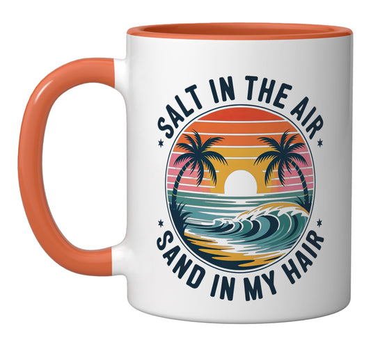 Salt and Sand Tropical Ceramic Mug, Orange/White