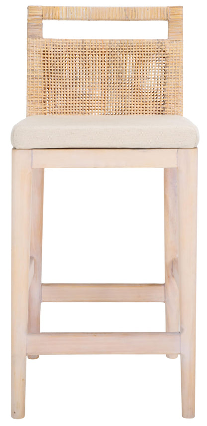 SAFAVIEH Home Collection Darin 24-inch Natural White Wash/White Cushion Counter Stool (Fully Assembled)