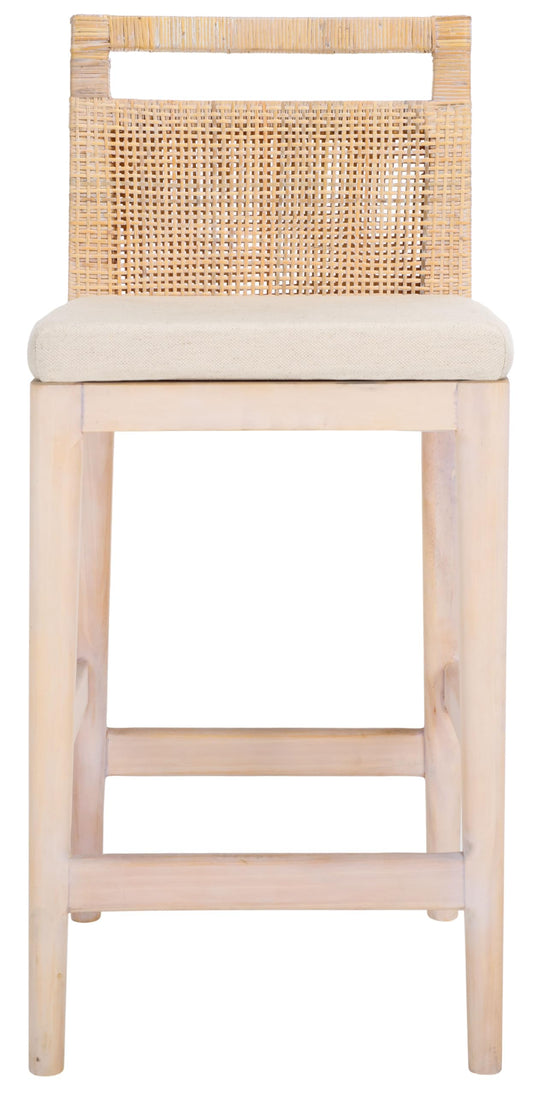 SAFAVIEH Home Collection Darin 24-inch Natural White Wash/White Cushion Counter Stool (Fully Assembled)