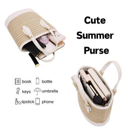 Trendy Women’s Straw Bucket Bag Straw Crossbody Bags For Women Summer Beach Clutch Travel Top-handle Shoulder Purse 2026