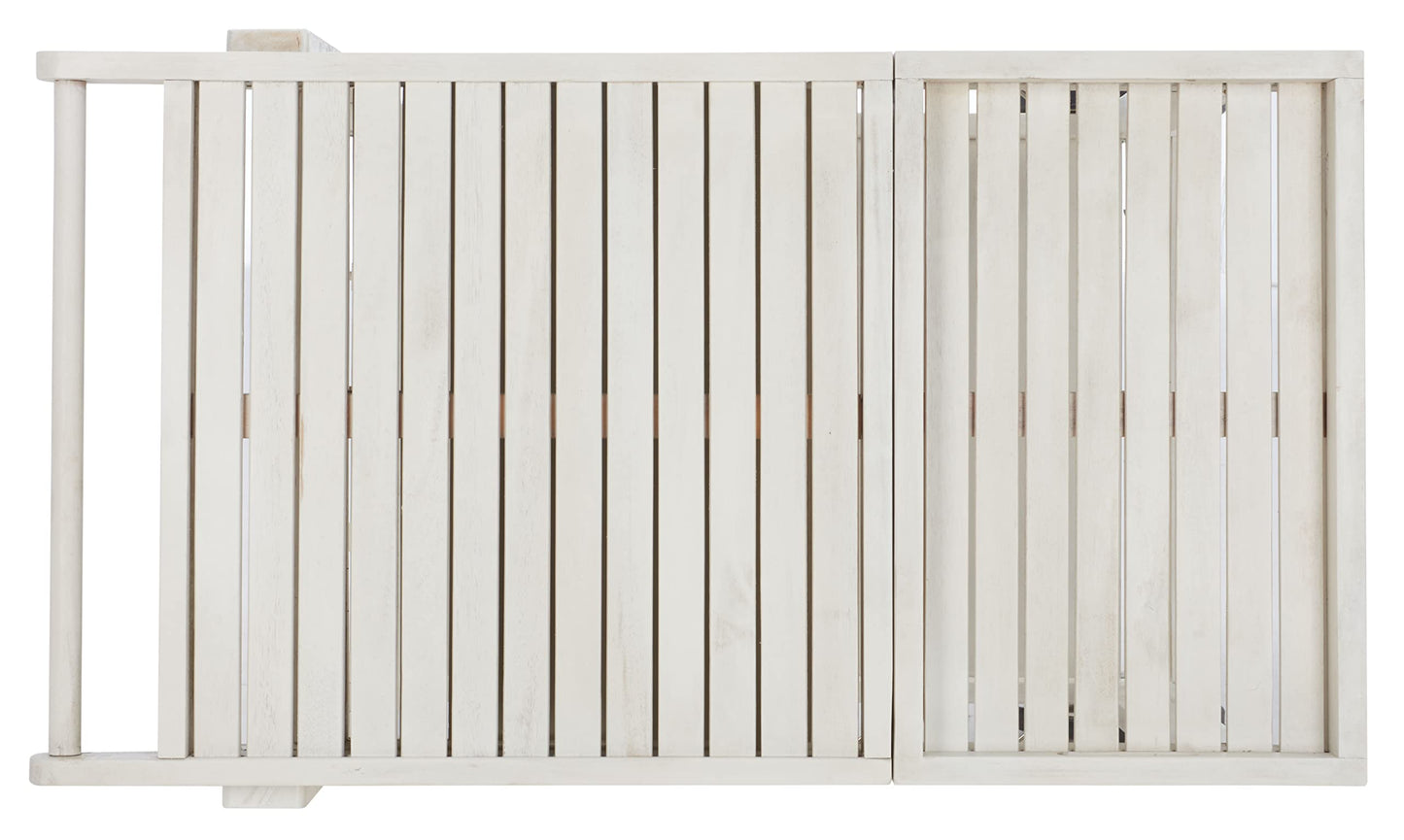 SAFAVIEH Outdoor Collection Orland White Washed Acacia Wood Slatted Tea Trolley