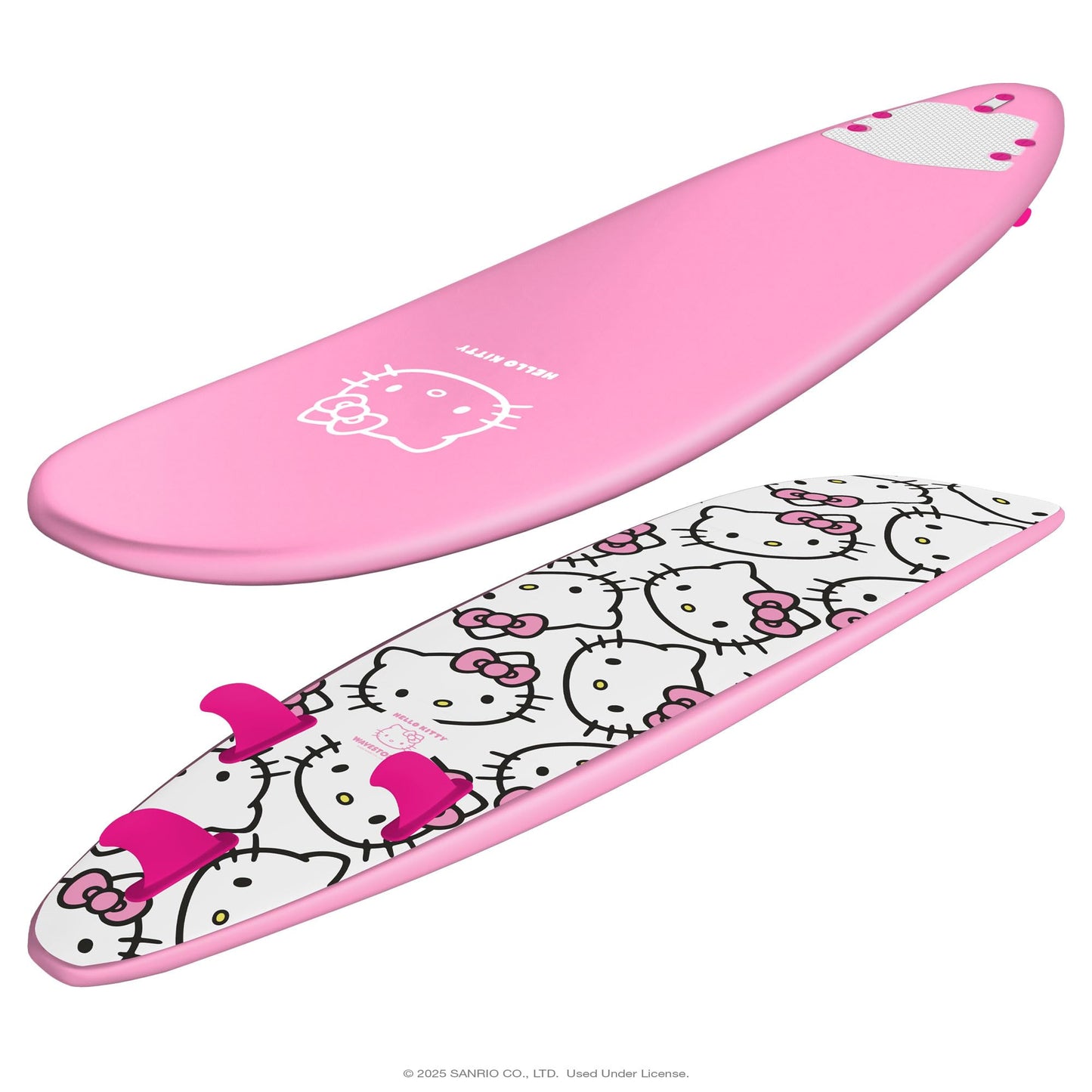 Hello Kitty 8ft Surfboard by Wavestorm | Graphic top Deck with high Density Slick Bottom | for Kids and Adults | Foam Construction with Accessories | Includes Basic Leash