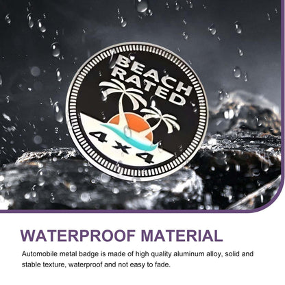 Beach Badge Rated Car Emblem, 3D Round Emblem Decals, 4 x 4 Car Badge Decals Stickers, Automotive Exterior Accessories, Compatible with Jeep Wrangler Vehicles Trucks SUV