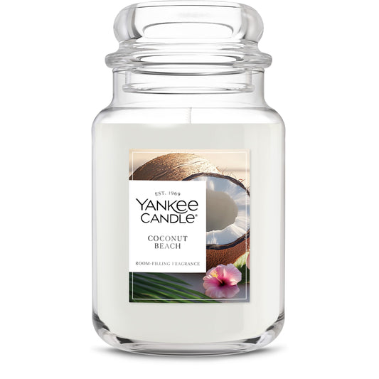 Yankee Candle Coconut Beach, Scented Candle, 22oz Large Jar with up to 150 Hour Burn Time, Giftable, Birthdays