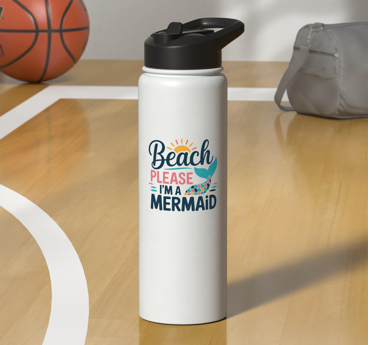 Beach Please Mermaid Aesthetic Stainless Steel Insulated Water Bottle