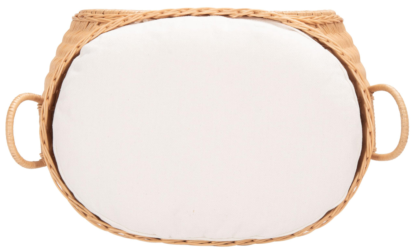 SAFAVIEH Home Collection Faati Honey Brown Rattan Pet Cat Bed with White Cushion, Ideal for Living Room, Bedroom, Entryway (Fully Assembled)