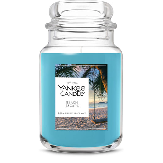Yankee Candle Beach Escape, Scented Candle, 22oz Large Jar with up to 150 Hour Burn Time, Giftable