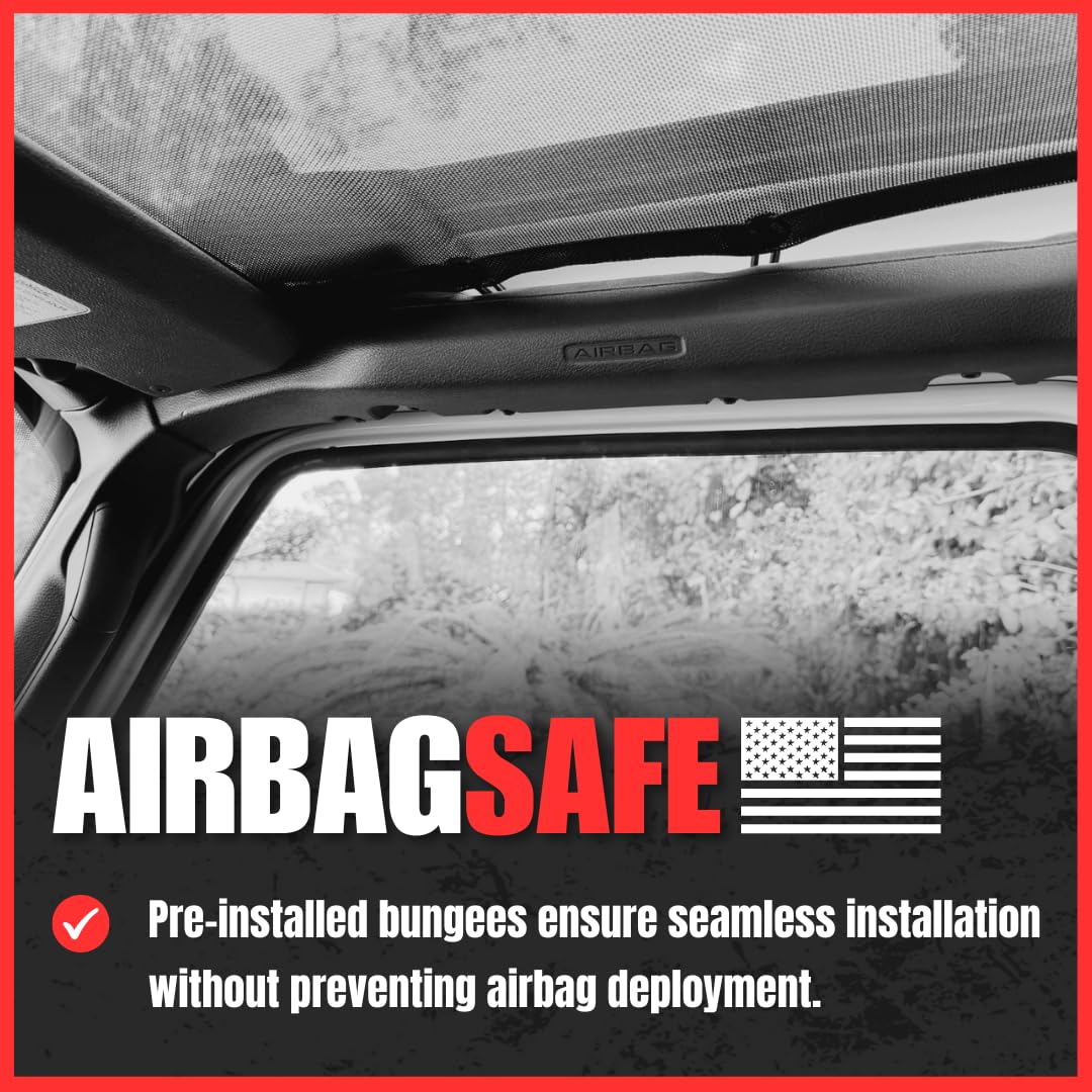 SPIDERWEBSHADE Original JL 4-Door Full Sunshade Top (2018-2026) Compatible with Jeep Wrangler JLU Rubicon Sahara Sport All Trims - Airbag Safe - USA Made - 10 Year Warranty (Black)