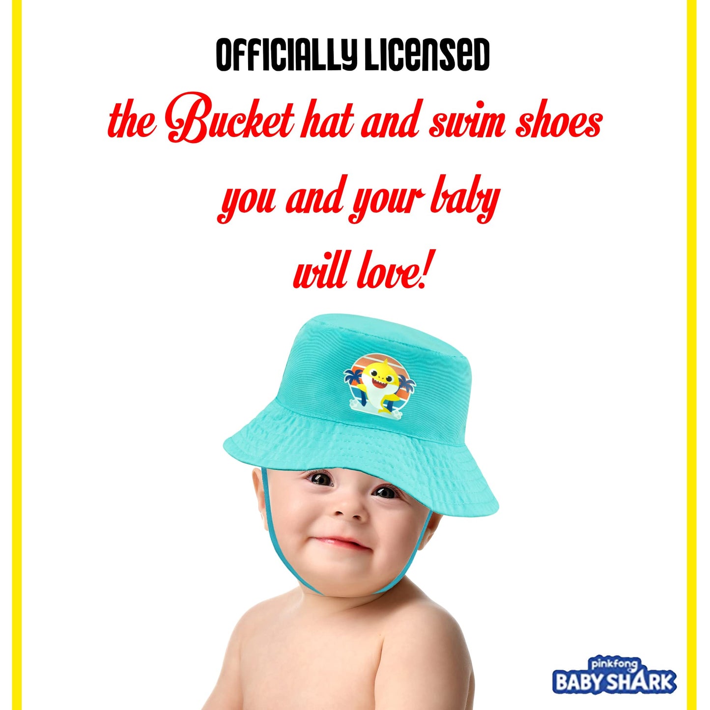 Nickelodeon Baby Shark Aqua Bucket Swim Hat and Booties Set, Sun Protection UPF 50+ - Age 0-12 Months