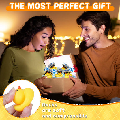 Rubber Duck with Blue Hat, Swimming Ring, Sunglasses, Gold Necklace & Sun Umbrella - Cute Car Decor for Jeep, Summer Beach Party, Home Desk Decoration, DIY Accessories