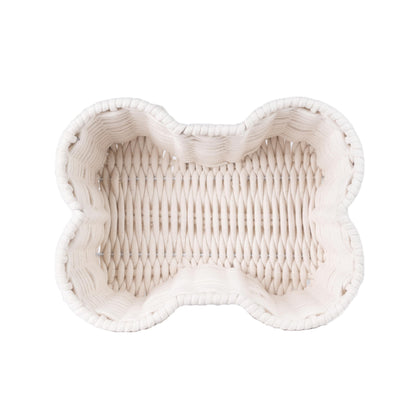 OtterPets Dog Toy Basket, Handmade Dog Toy Bin, Bone Shaped Pet Organizer, Cat Storage Box (Cotton Rope, 17x13in)