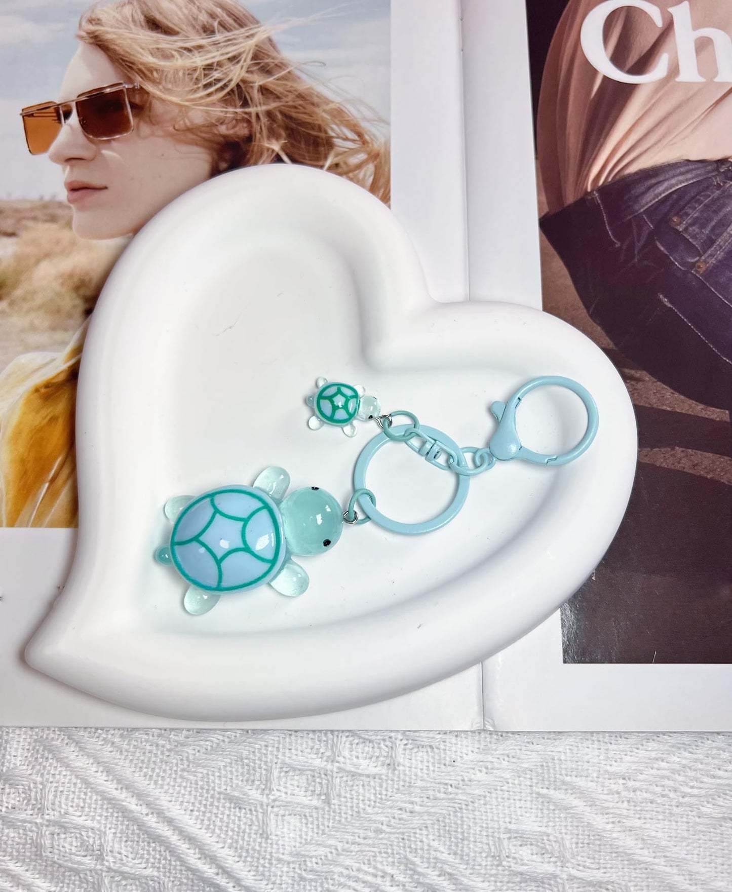 LAEKOU Cute Turtle Design Keychain for Women, Aesthetic Bag Charms Keychains Accessories, Key Chain Charm for Car Purse Backpack
