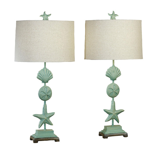 Touch of Class Cape Coral II Coastal Table Lamp Blue | Ocean Themed Decor for Beach House | Nautical Style Lighting for Bedroom, Living Room, Office Desk, Tabletop